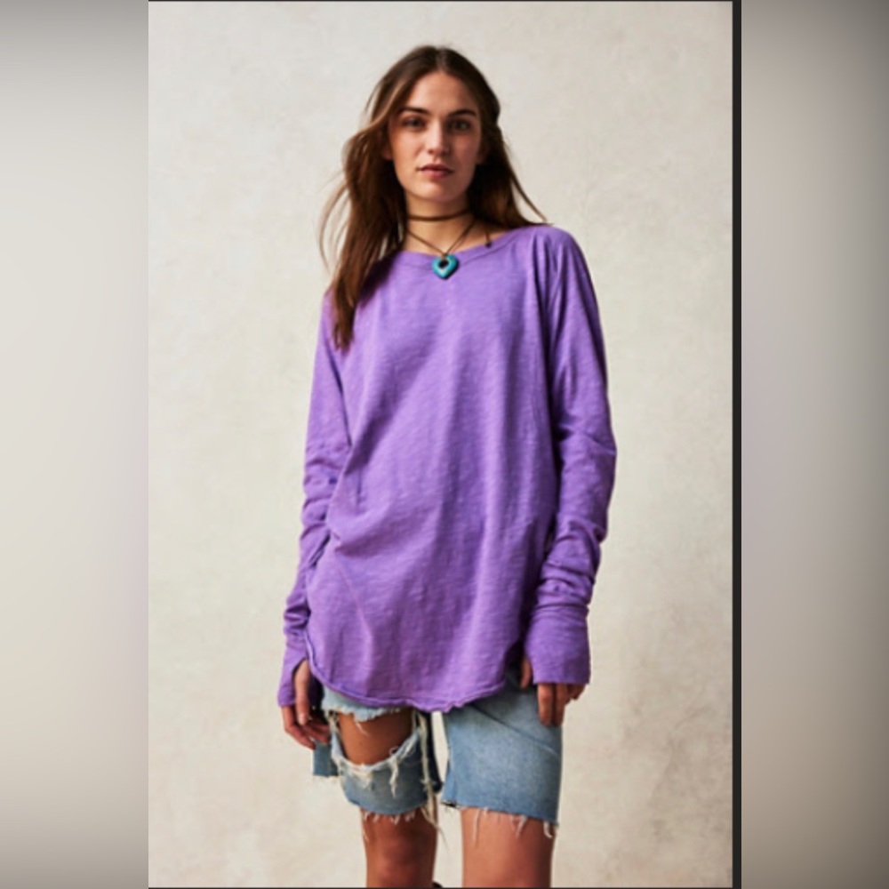 EUC Free People Arden Tee in Easy Iris Donating 09-30-2023